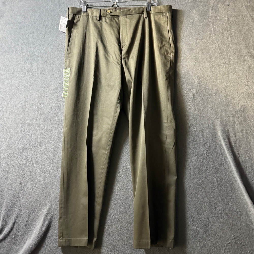 Jos. A. Bank Traveler Chinos Mens 36x29 Olive Green Tailored Fit Cotton Pants
